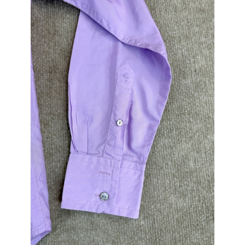 Robert Graham Tailored Fit Mens L Button‎ Down Shirt Lavender Cotton Silk - Picture 9 of 15